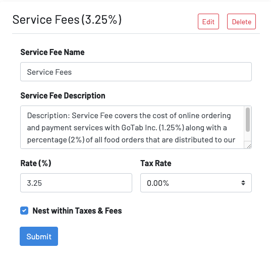 Location Settings How to Add Service Charges (Automatic Gratuity)
